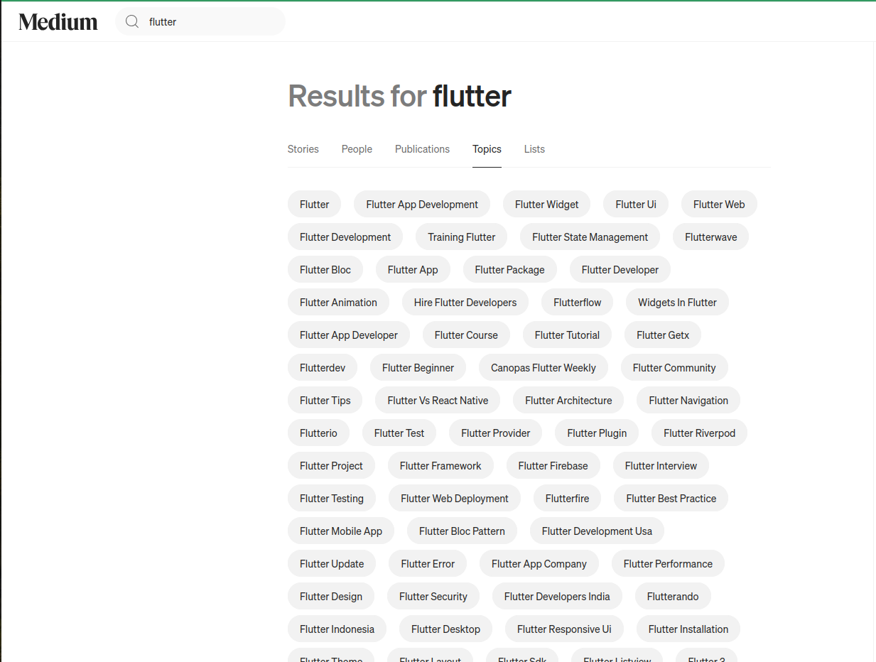 Medium.com tags search